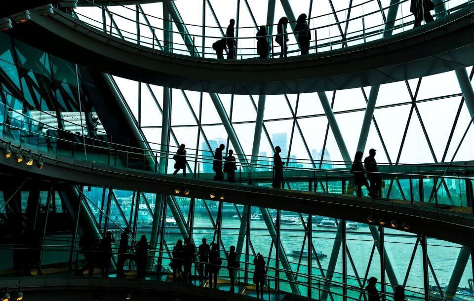 people on spiral staircase